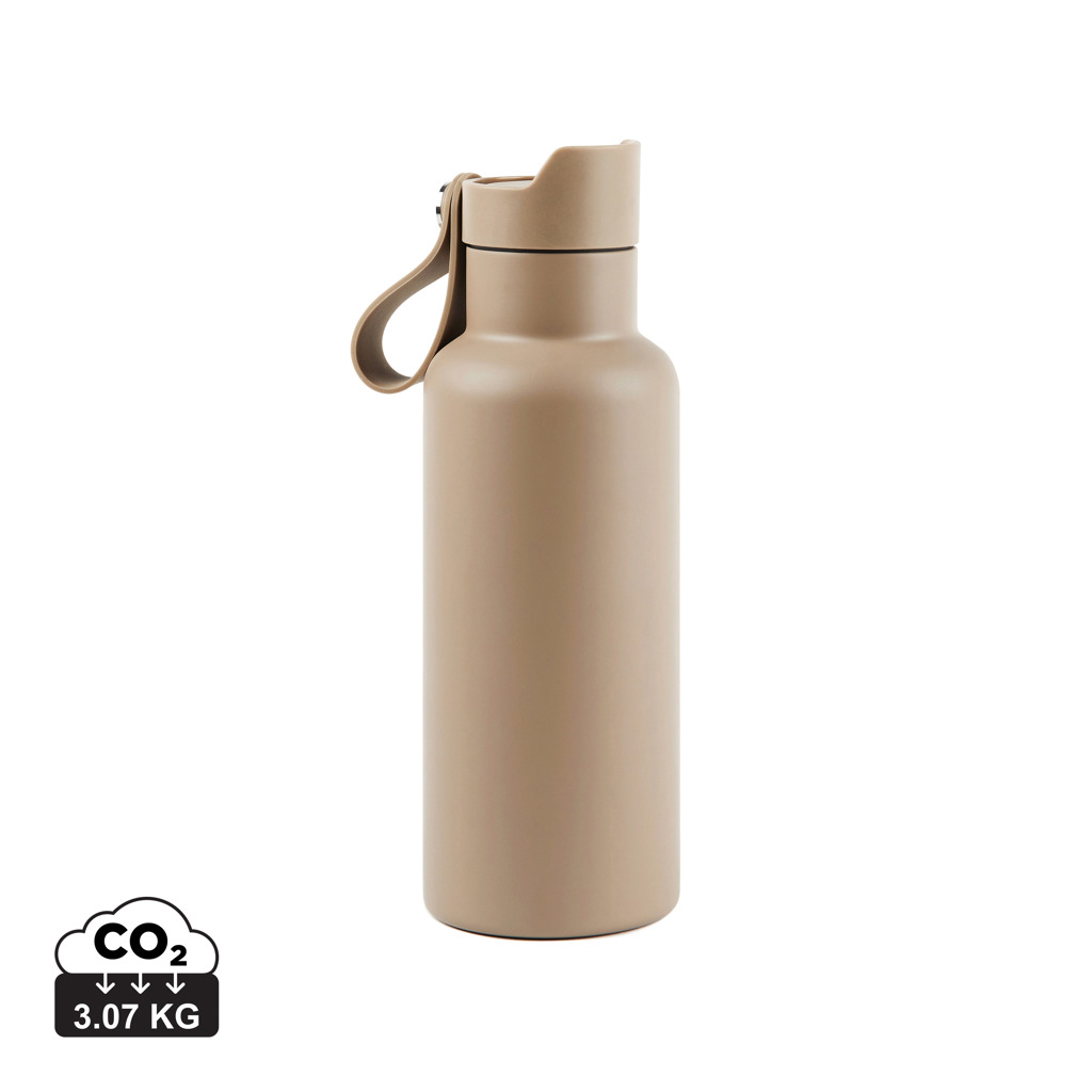 Flasche, Wasserflasche, Shaker, Trinkflasche, Aluminiumflasche, Sportflasche, Beige, Tragegriff