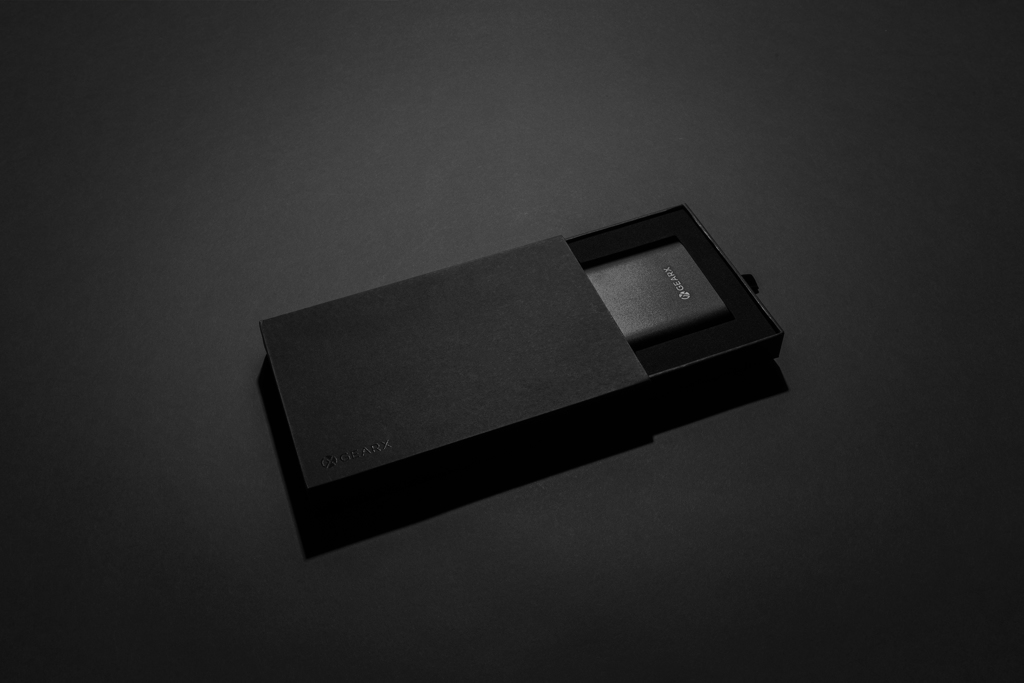 Schwarz, Schwarzes Geschenkset, Schwarz, Kartenhalter, Lederschnitt, Kartonbox