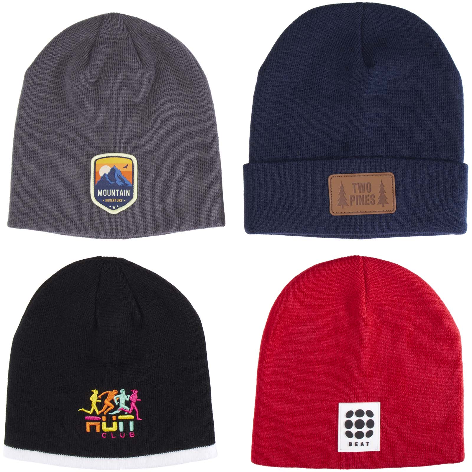 Beanie, Winter hat, Knit cap, Bright colors, Patch logo