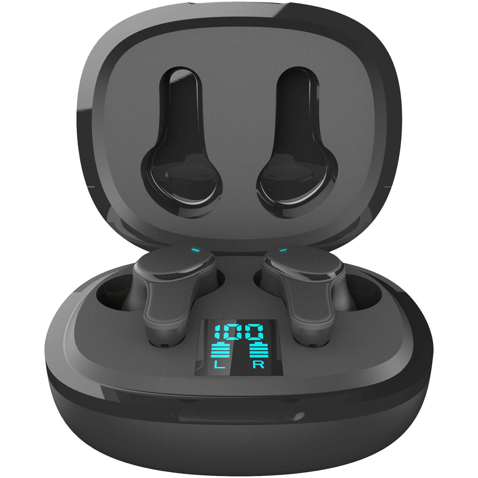 True Wireless Earbuds, In-Ear Buds, Ladehülle, LED-Anzeige, Grau