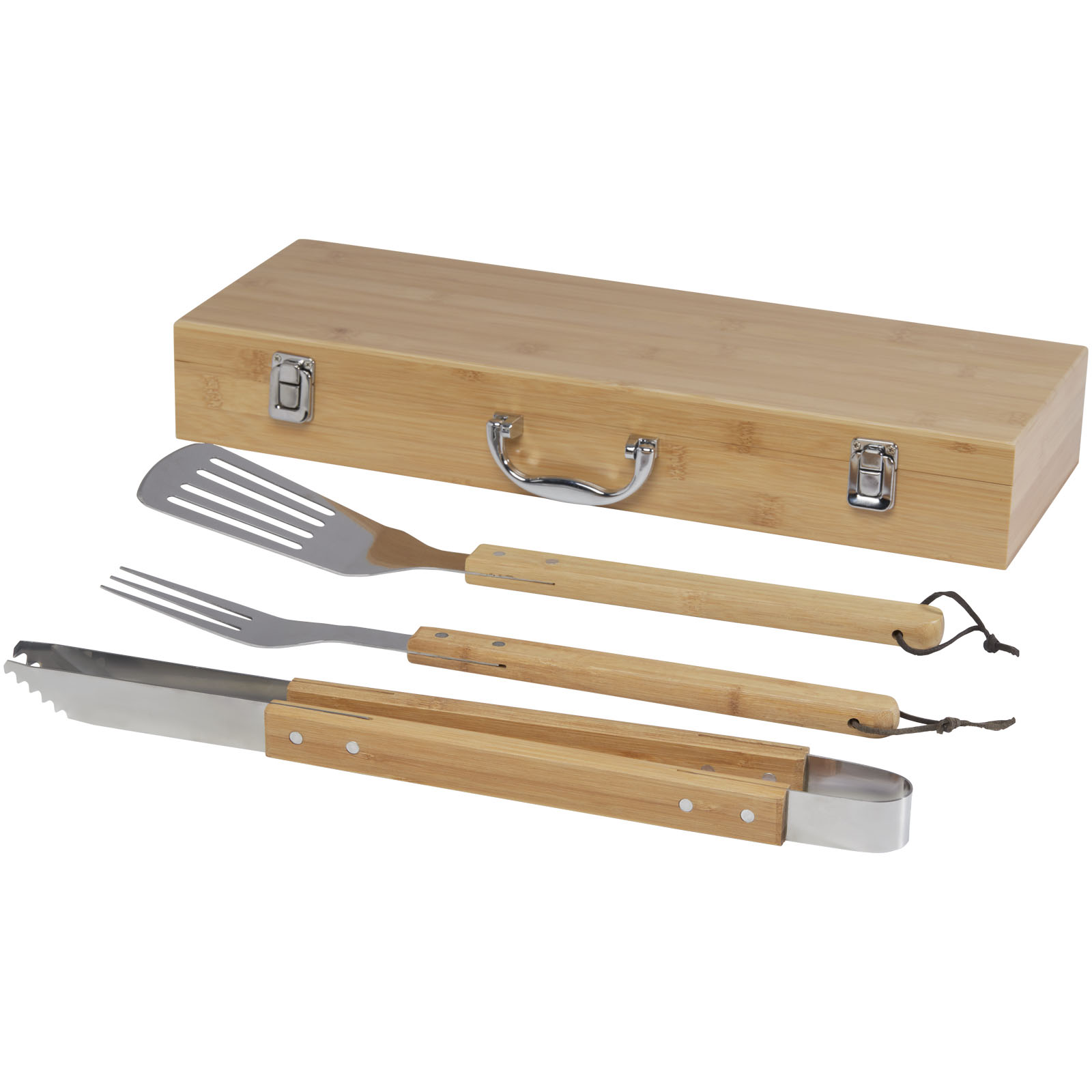 Holz-Grillset, Grillbesteck, Holzgriff, Koffer, Grillwerkzeug