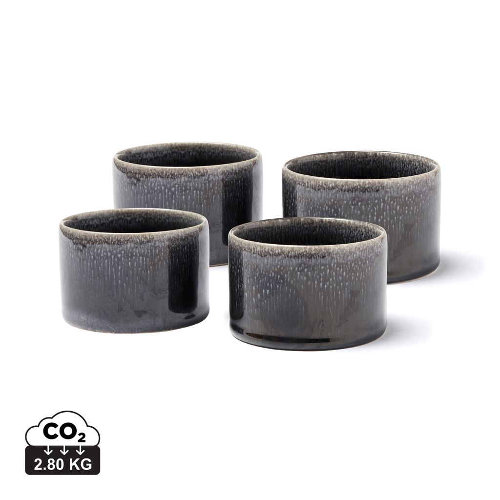 Pokal, Töpferei, Zubehör, Schüssel, Tassenuntersetzer, Granitart Keramik, dunkelgrau, 4er-Set