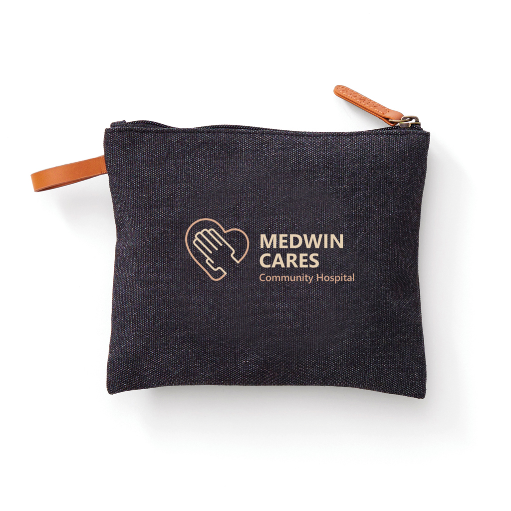 Zubehor, Tasche, Handtasche, Kleine Tasche, Pochette, Denim, Reißverschluss, Medwin Cares Logo