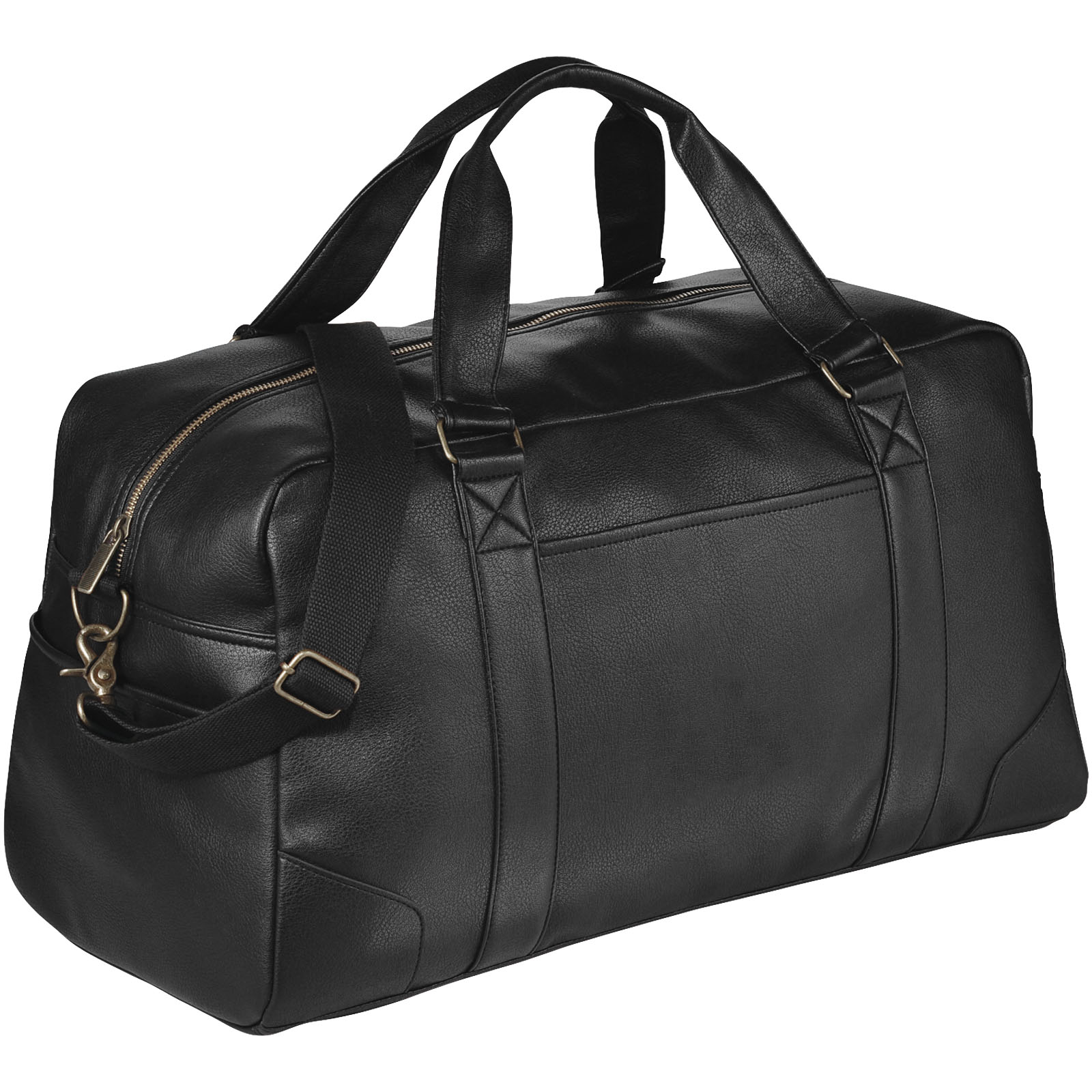 Dufflebag, Leder, Schwarz, Reisegepäck, Reißverschluss, reisetasche, damentasche, synthetikleder, schwarz, reisezubehör, Duffle Bag, Leder, Schwarz, Reisetasche, Schultergurt