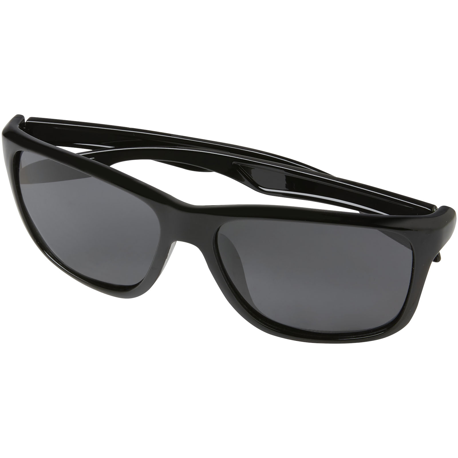 Sonnenbrille, Schwarz, Gehäuse Kunststoff, dunkle Gläser, Sportstil
