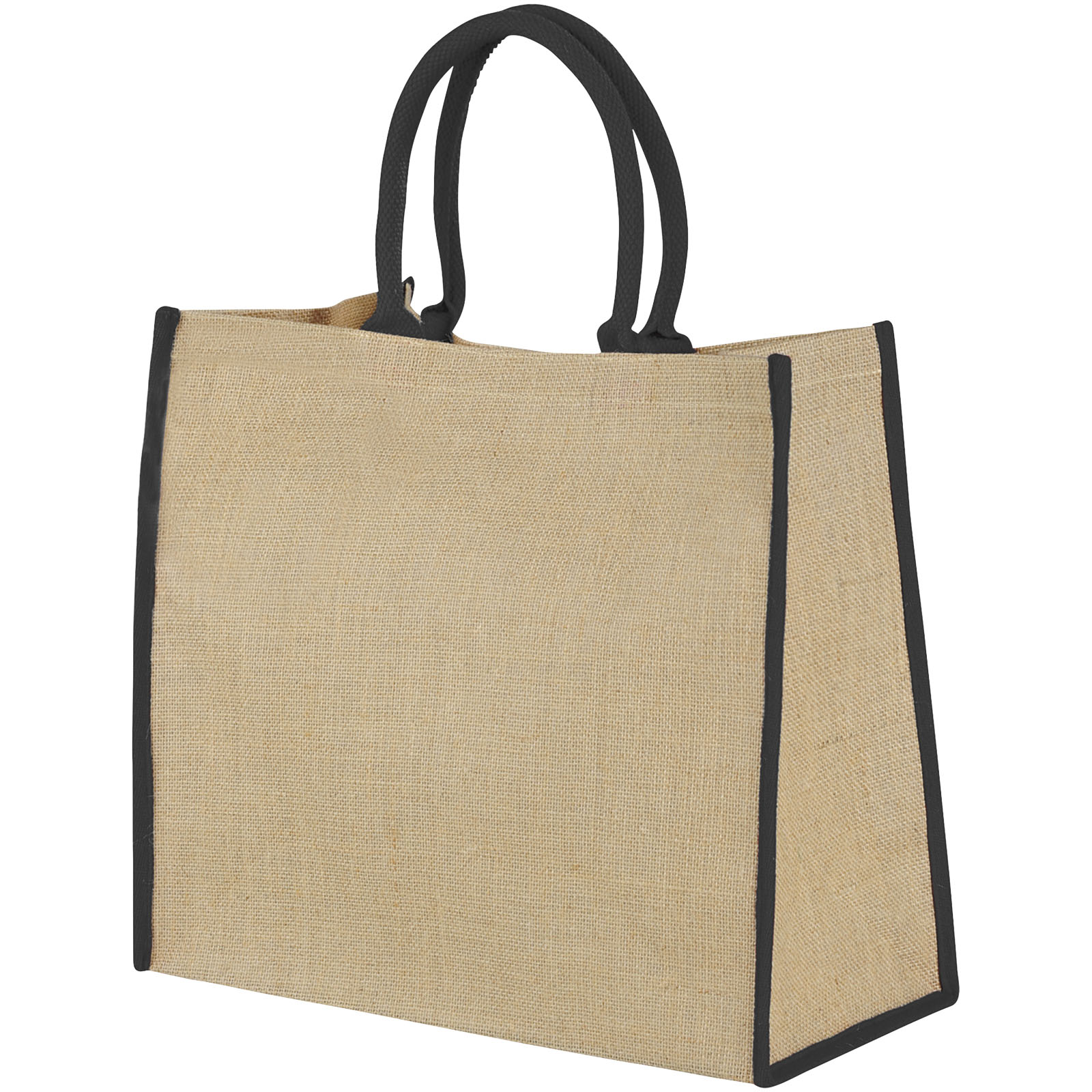 Tote, Strandtasche, Jute, Leinen, Schwarz-Trimm, Tasche, Beuteltasche, Jutebeutel, Beige, Geradlinig, Tasche, Jutetasche, Strandtasche, Reisetasche, Henkeltasche
