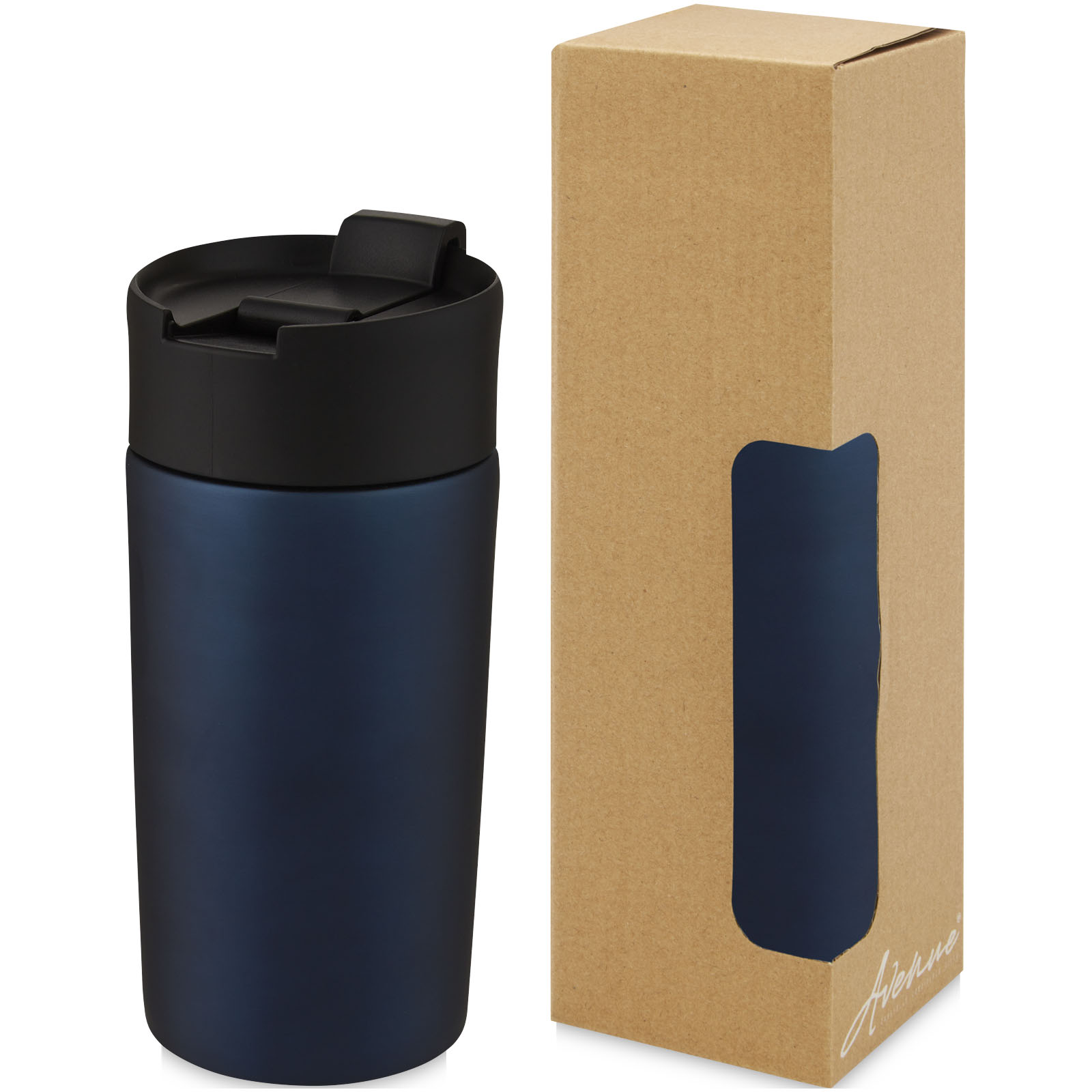 Becher, To-Go-Becher, Kaffee Thermos, Dunkelblau, Trinkbehälter