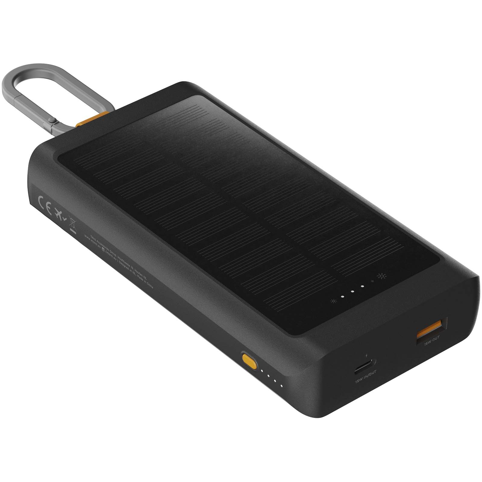 solarpanel, powerbank, USB output, Karabiner, kompakt