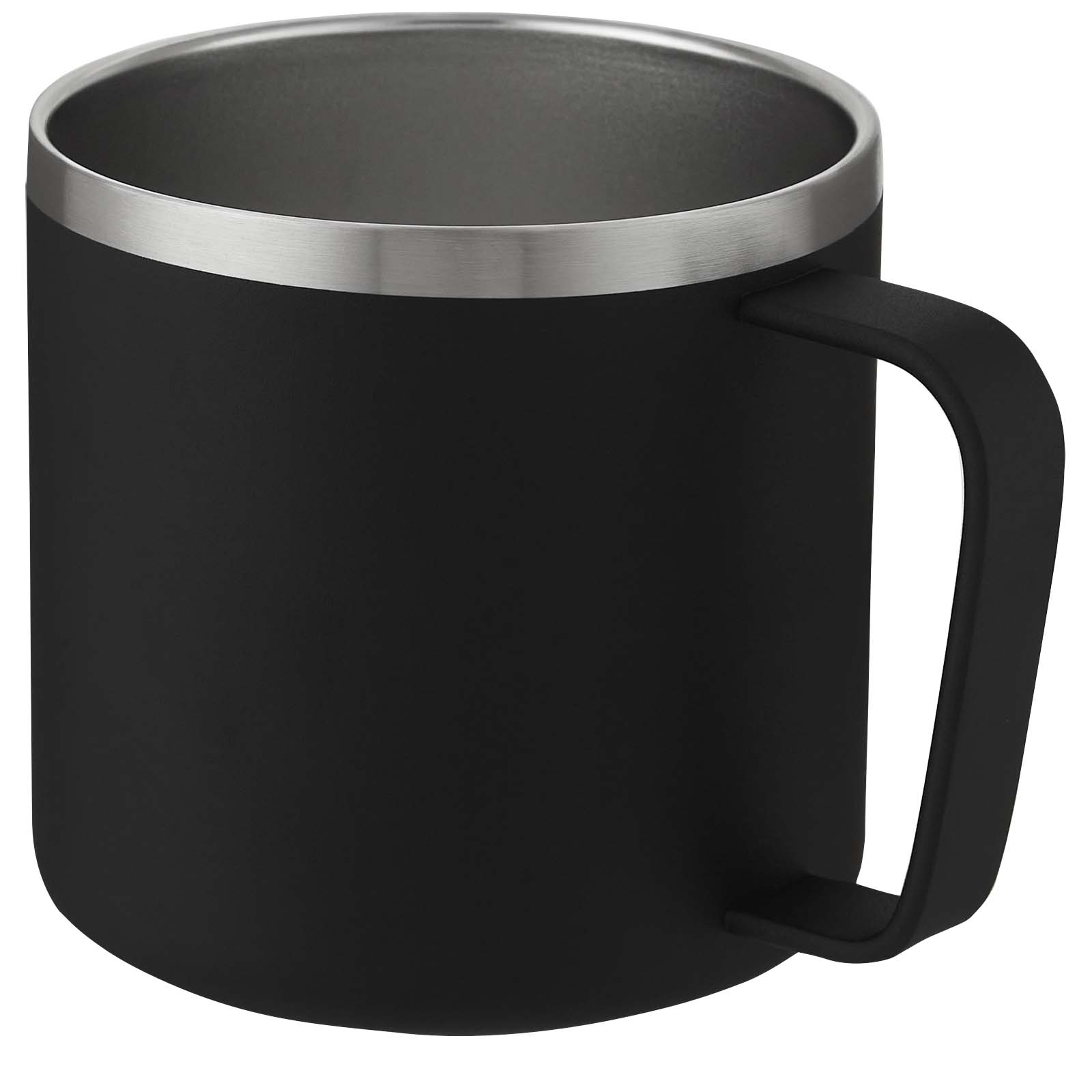 Kaffee Tasse, Becher, Schwarz, Metallrand, Auslaufsicher