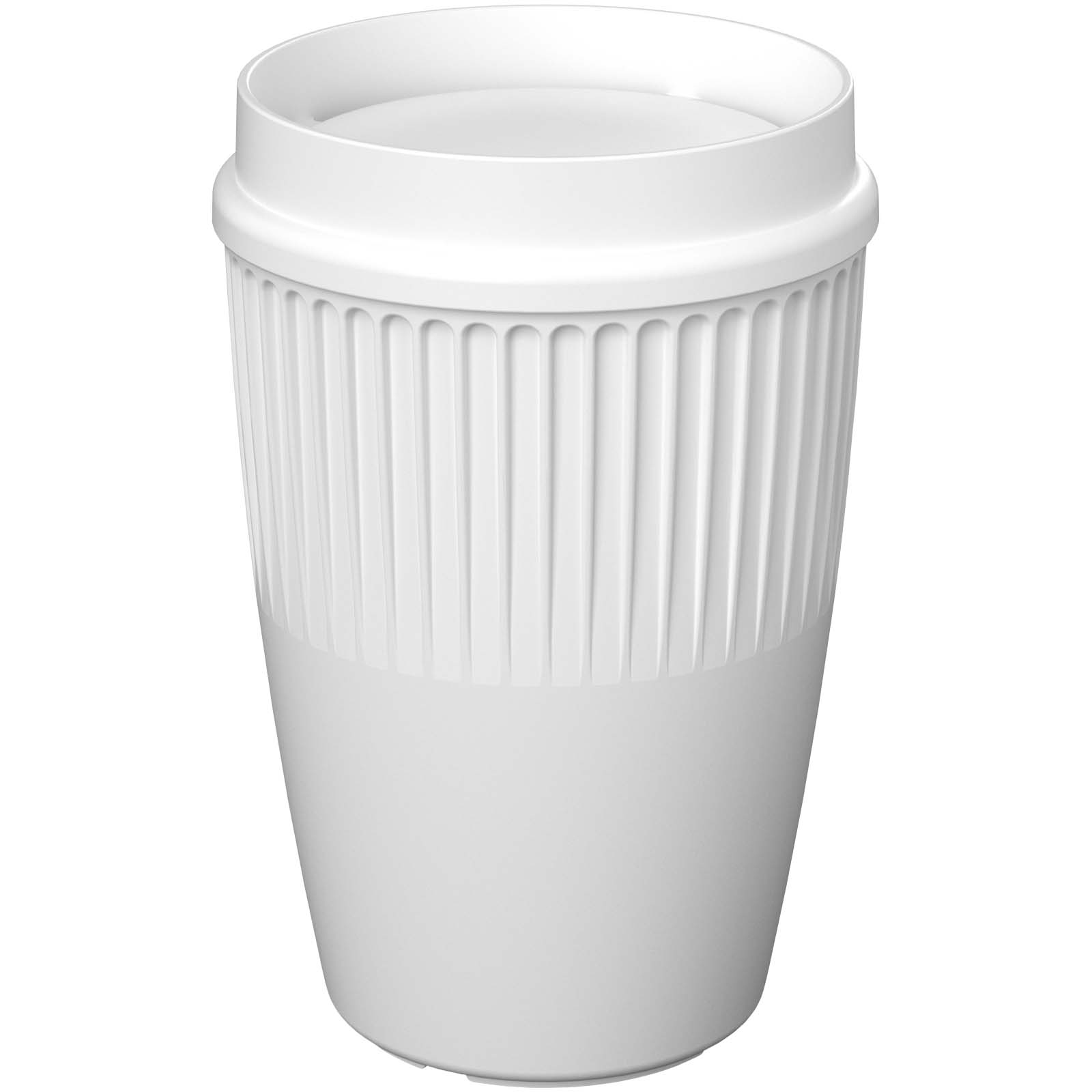 Becher, Kaffee-Becher, Ripp-Design, Kunststoffbecher, Hochformatiger Becher, Becher, Kaffeebecher, Stilvoll, Rippendesign, White