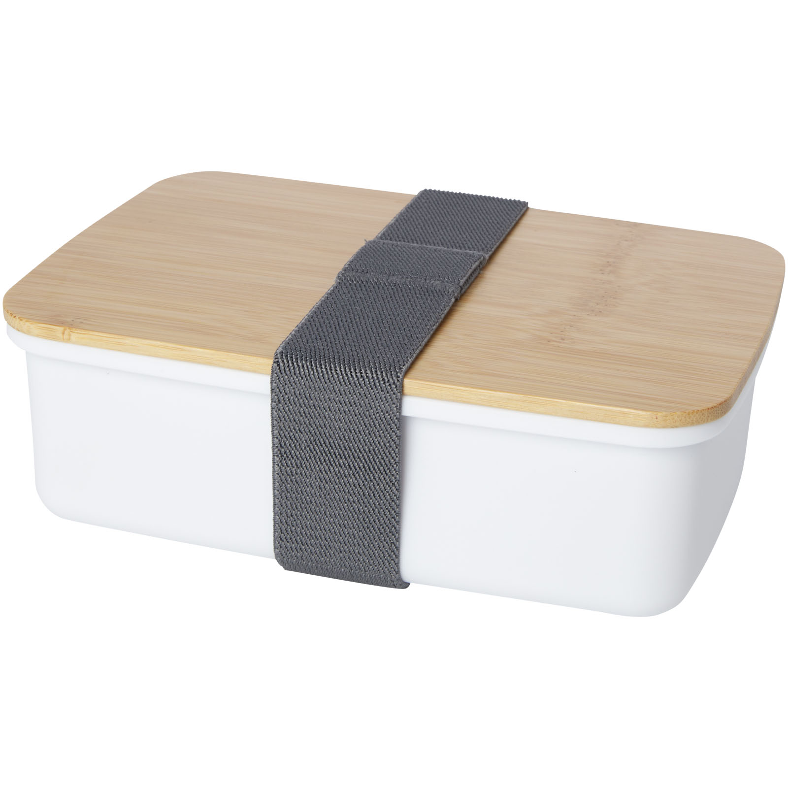Lunchbox, Bambusdeckel, Bento-Box, Trennband, Kunststoffbox, Lunchbox, Bento, Holzdeckel, Weiße Dose, Gurtband