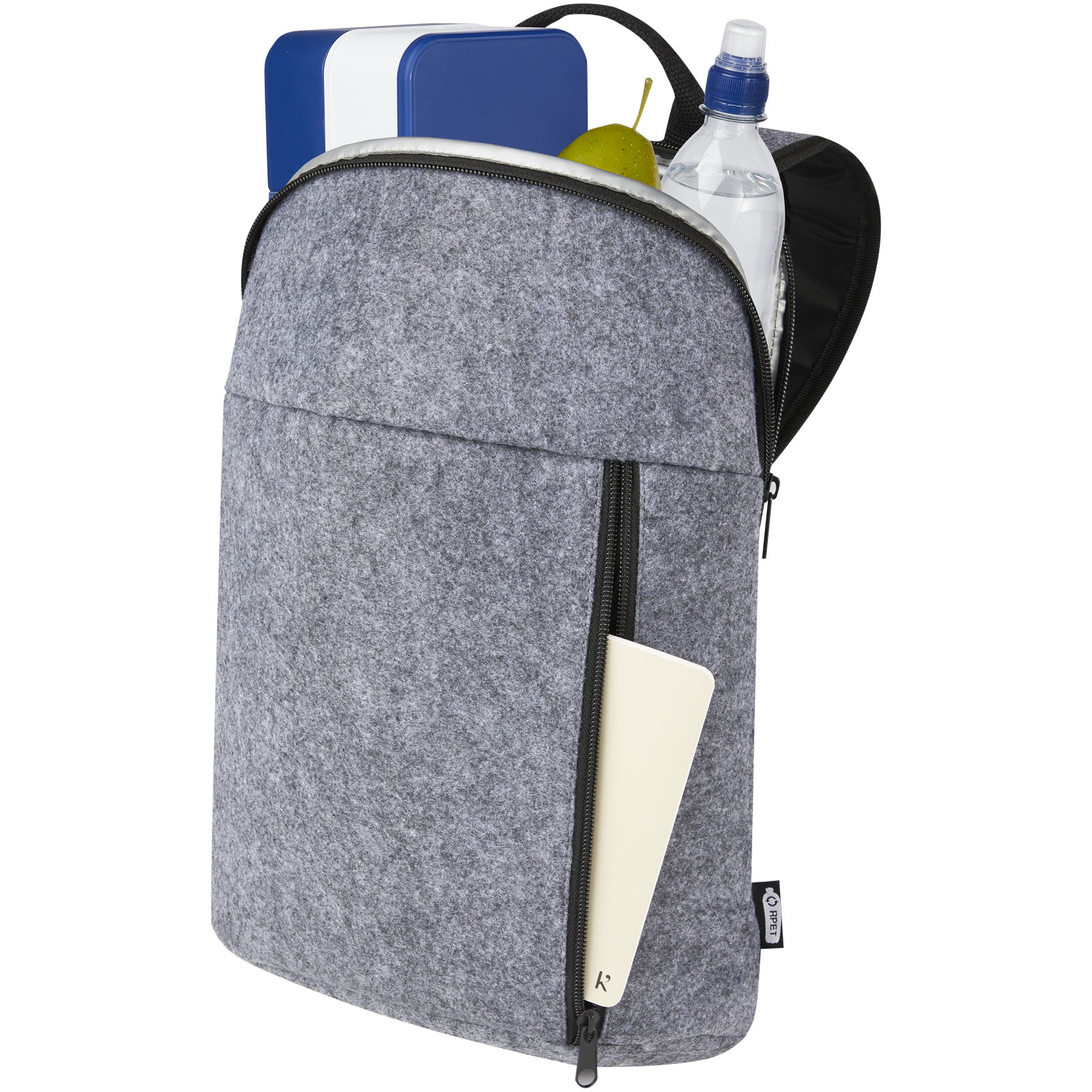 Rucksack, Lunchbag, Wasserflasche Tasche, Vordertasche, Grau Stoff