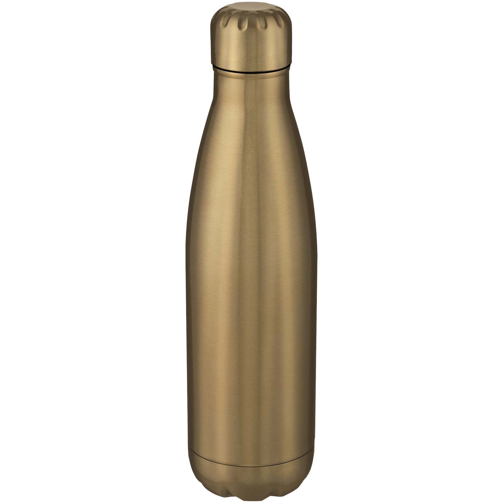 Thermobecher, Wasserflasche, Stilvoller Metallbecher, Metallische Oberfläche, Goldfarbe