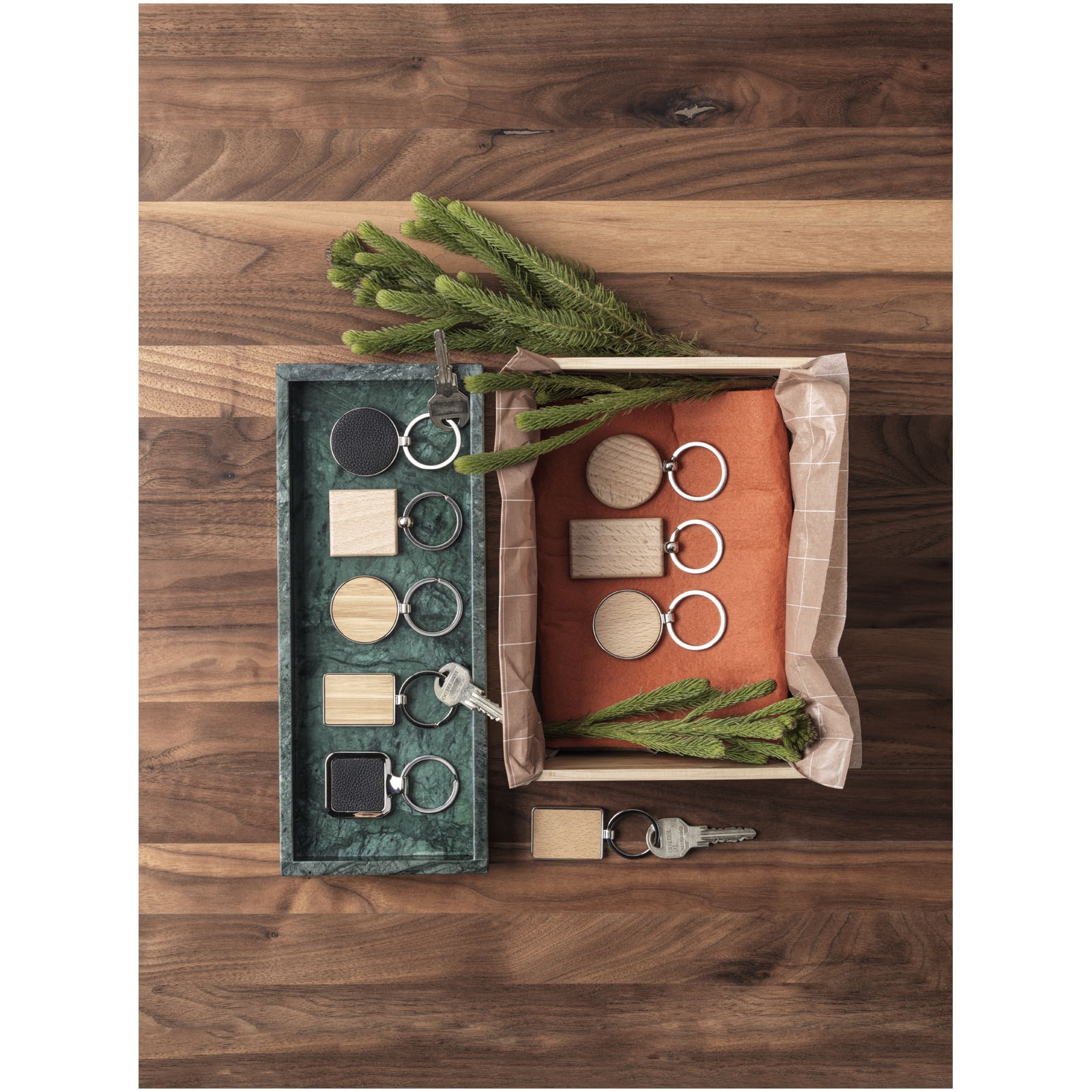 Schlüsselanhänger, Holzanhänger, Kombopaket, Schlüsselringe, Holzmarken